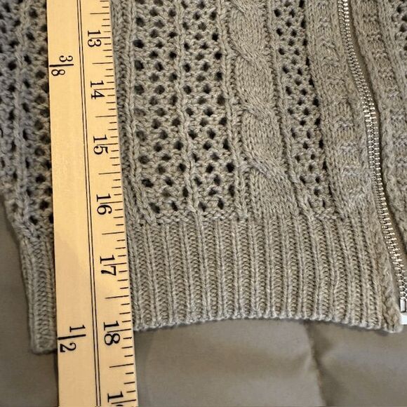 Cider Knit Hooded Zipper Hollow Out Cardigan Gray Open Knit Size XS - Picture 10 of 12
